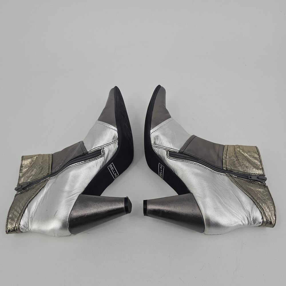 Vintage Bellini Patchwork Metallic Gray Heeled Le… - image 7